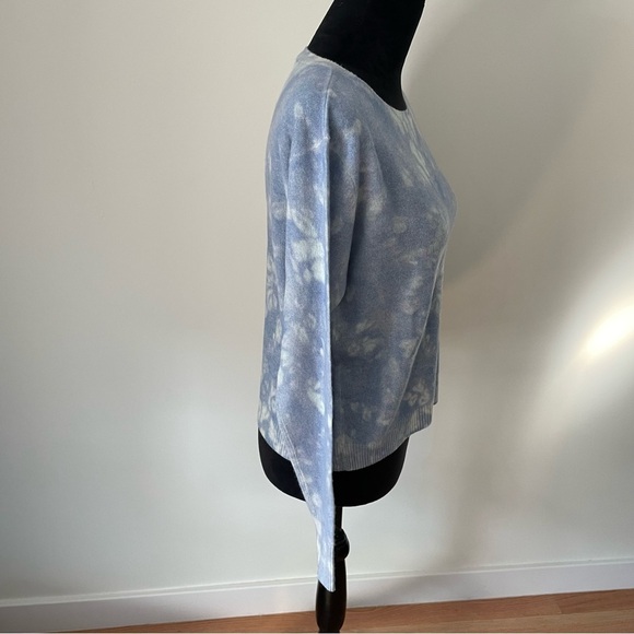Autumn Cashmere Blue Purple Printed Tie Dye Pure Cashmere Pullover Sweater EUC S - Picture 4 of 7